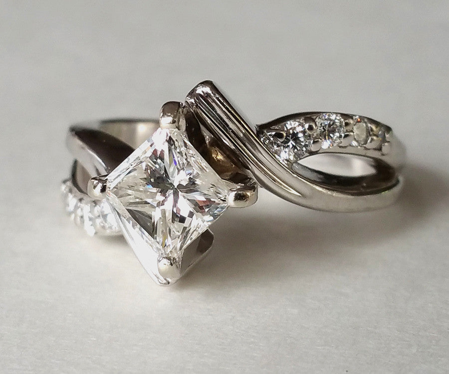Princess Diamond Curved Wedding Ring