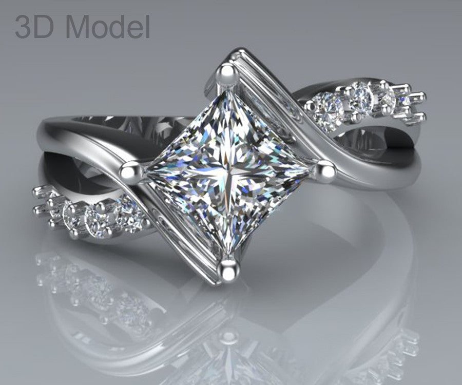Princess Diamond Curved Wedding Ring