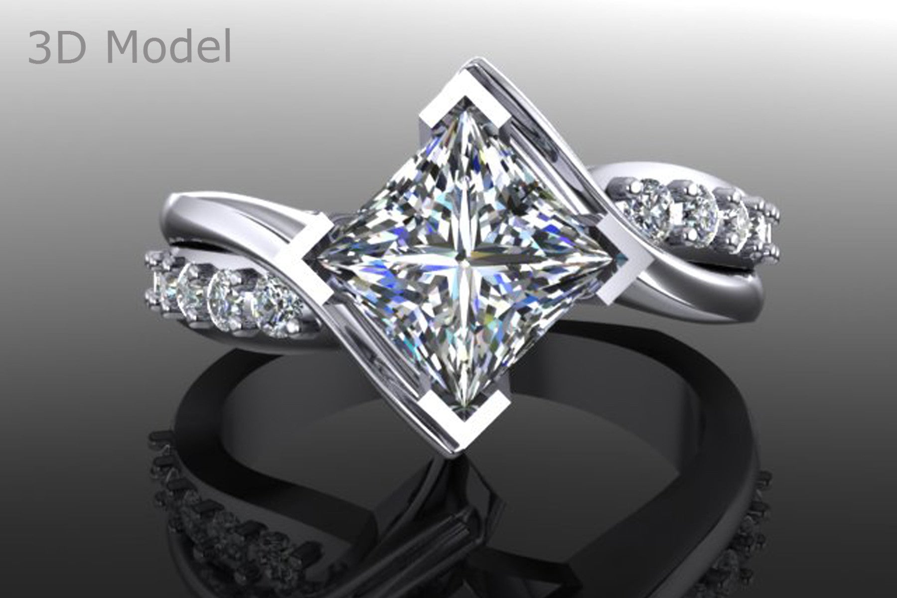 Twisted Contemporary Princess Diamond Engagement Ring