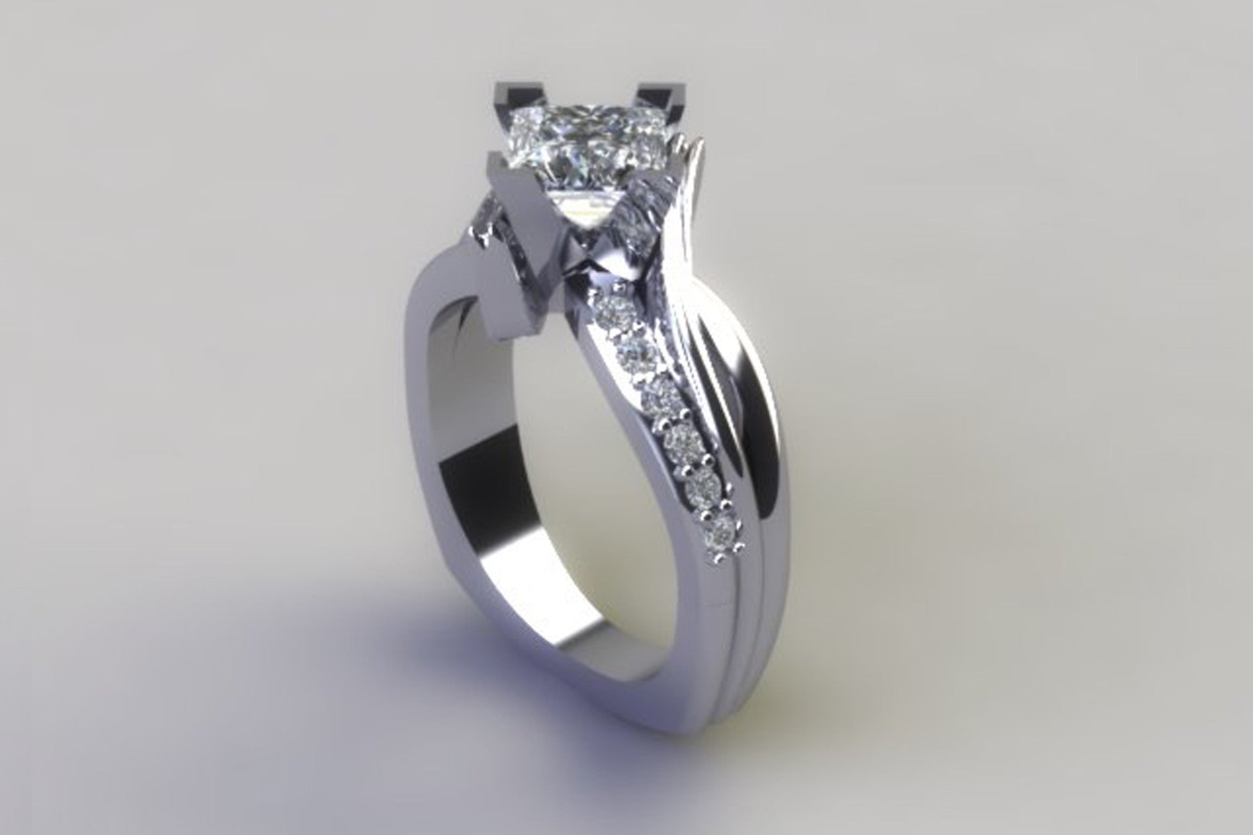 Twisted Contemporary Princess Diamond Engagement Ring