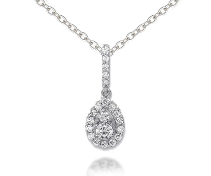Fancy Pear Halo Diamond Pendant