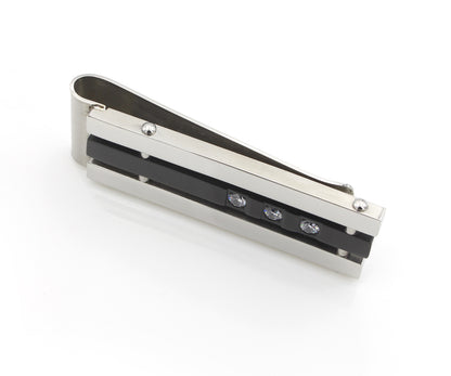 Dressy Black and Stainless Steel CZ Money Clip