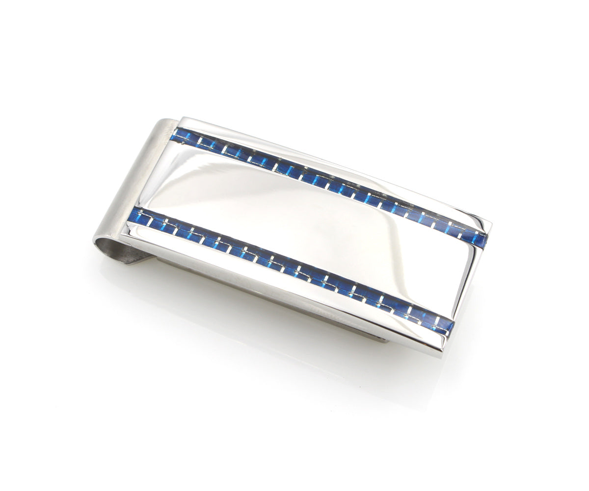 Blue Carbon Fiber Accented Money Clip