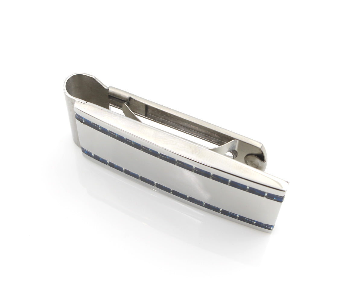 Blue Carbon Fiber Accented Money Clip