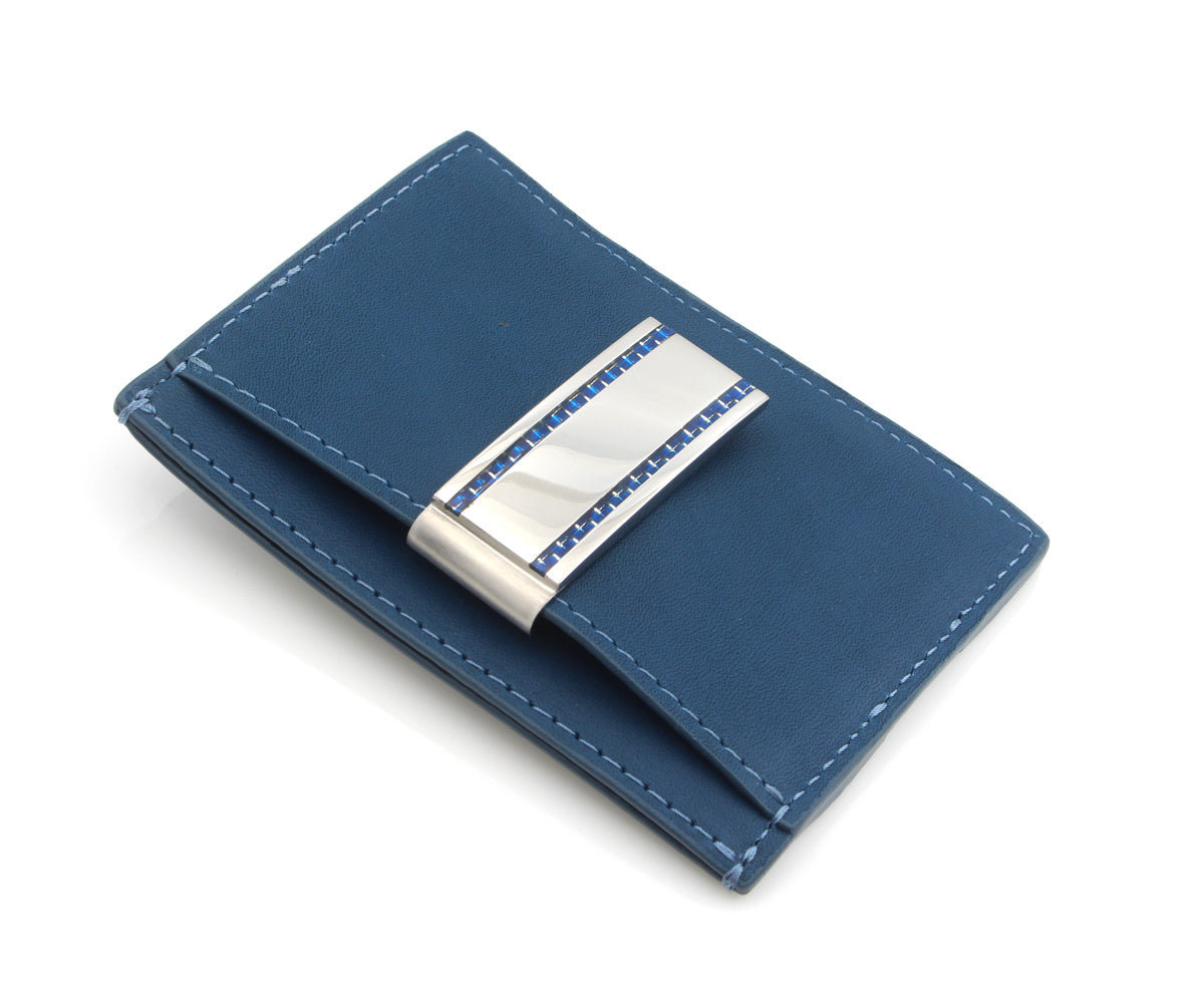 Blue Carbon Fiber Accented Money Clip