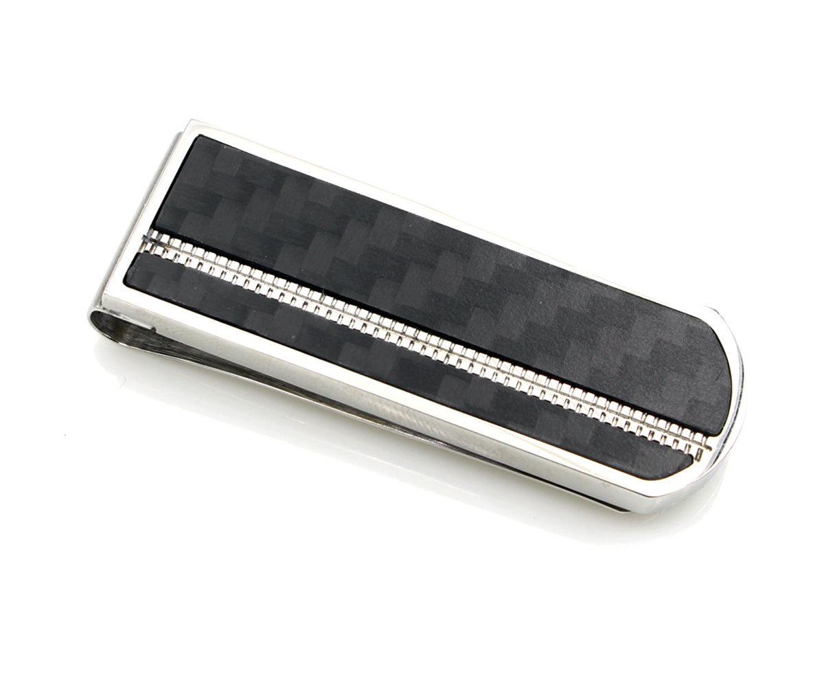 Black Fiber Fiber Steel Accented Money Clip
