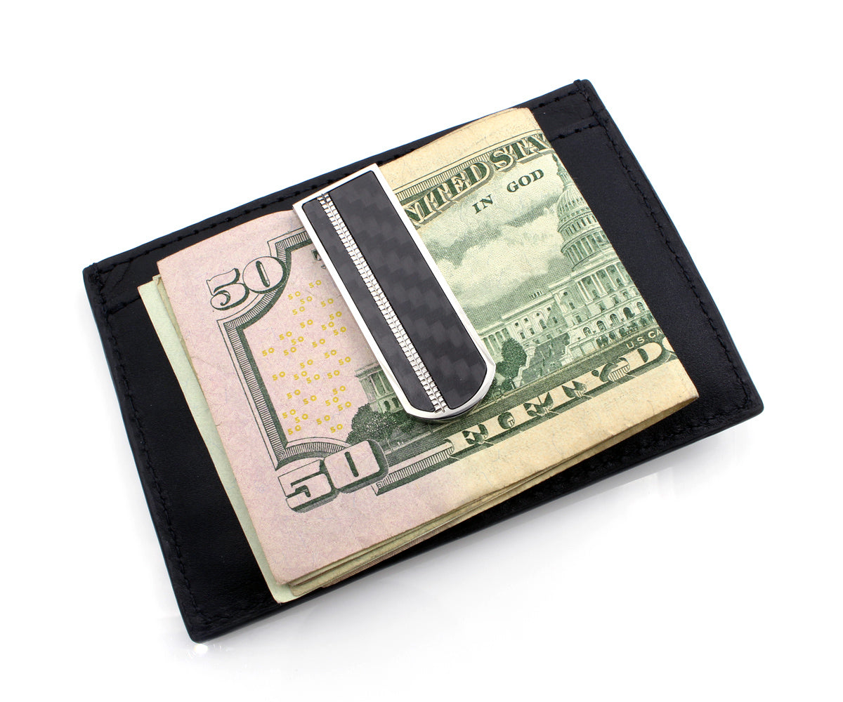 Black Fiber Fiber Steel Accented Money Clip