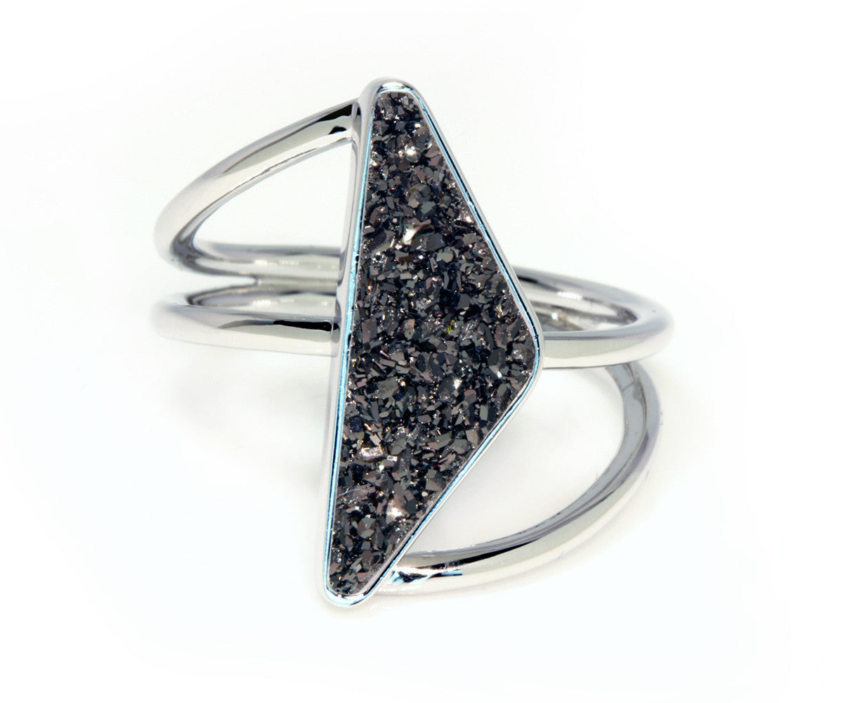 Double Twist Black Druzy Ring