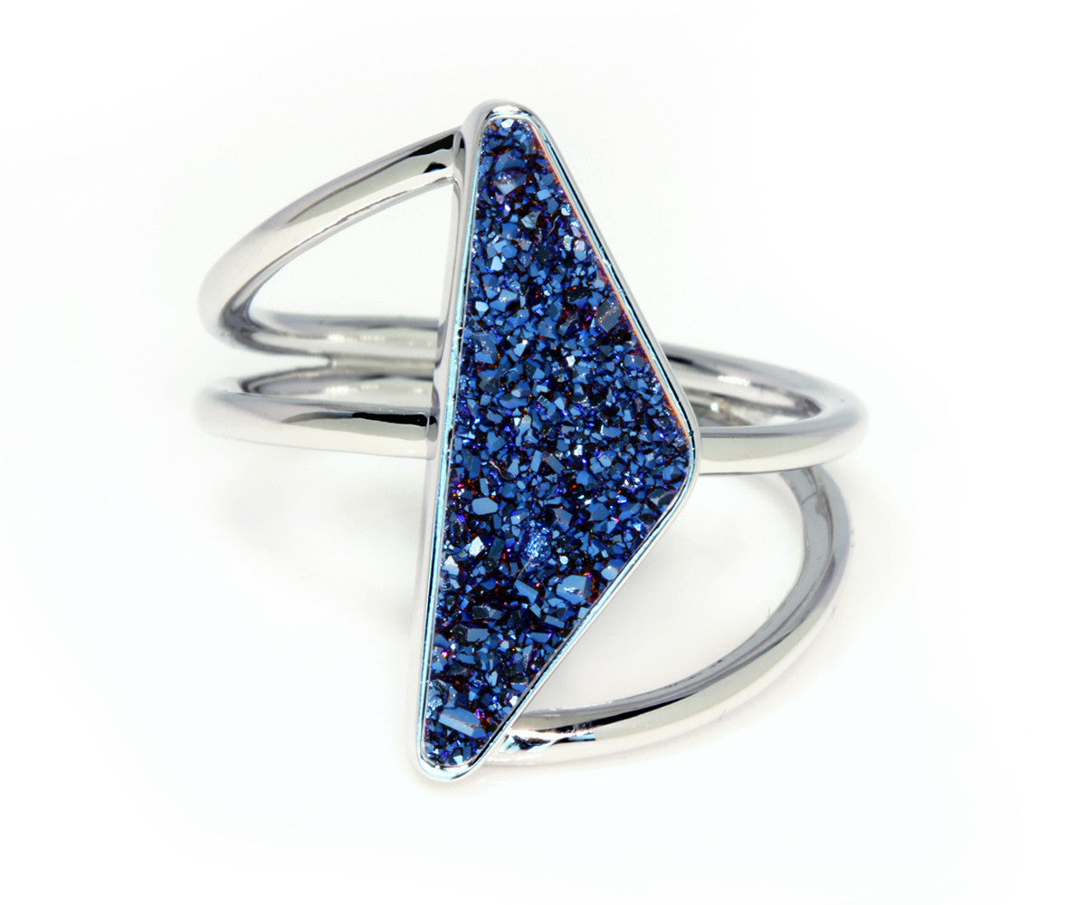 Double Twist Blue Druzy Ring