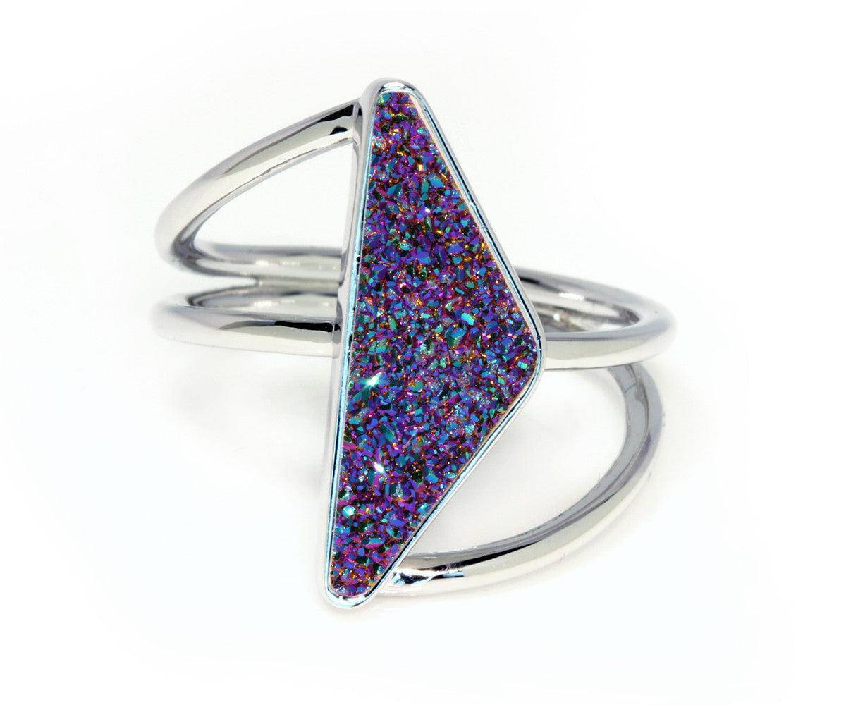 Double Twist Purple Rainbow Druzy Ring