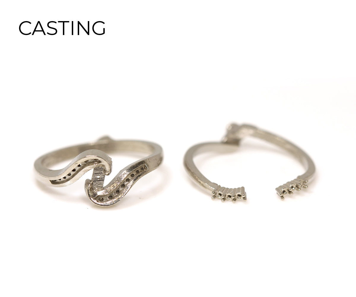 Curved Twist Diamond Channel Wedding Ring