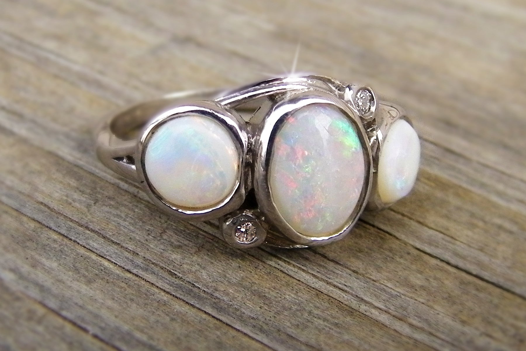old opal and diamond ring designed jewelry