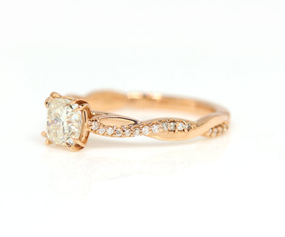 Cushion Diamond Twist Rose Gold Engagement Ring
