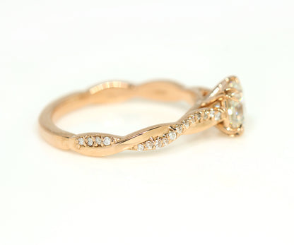 Cushion Diamond Twist Rose Gold Engagement Ring