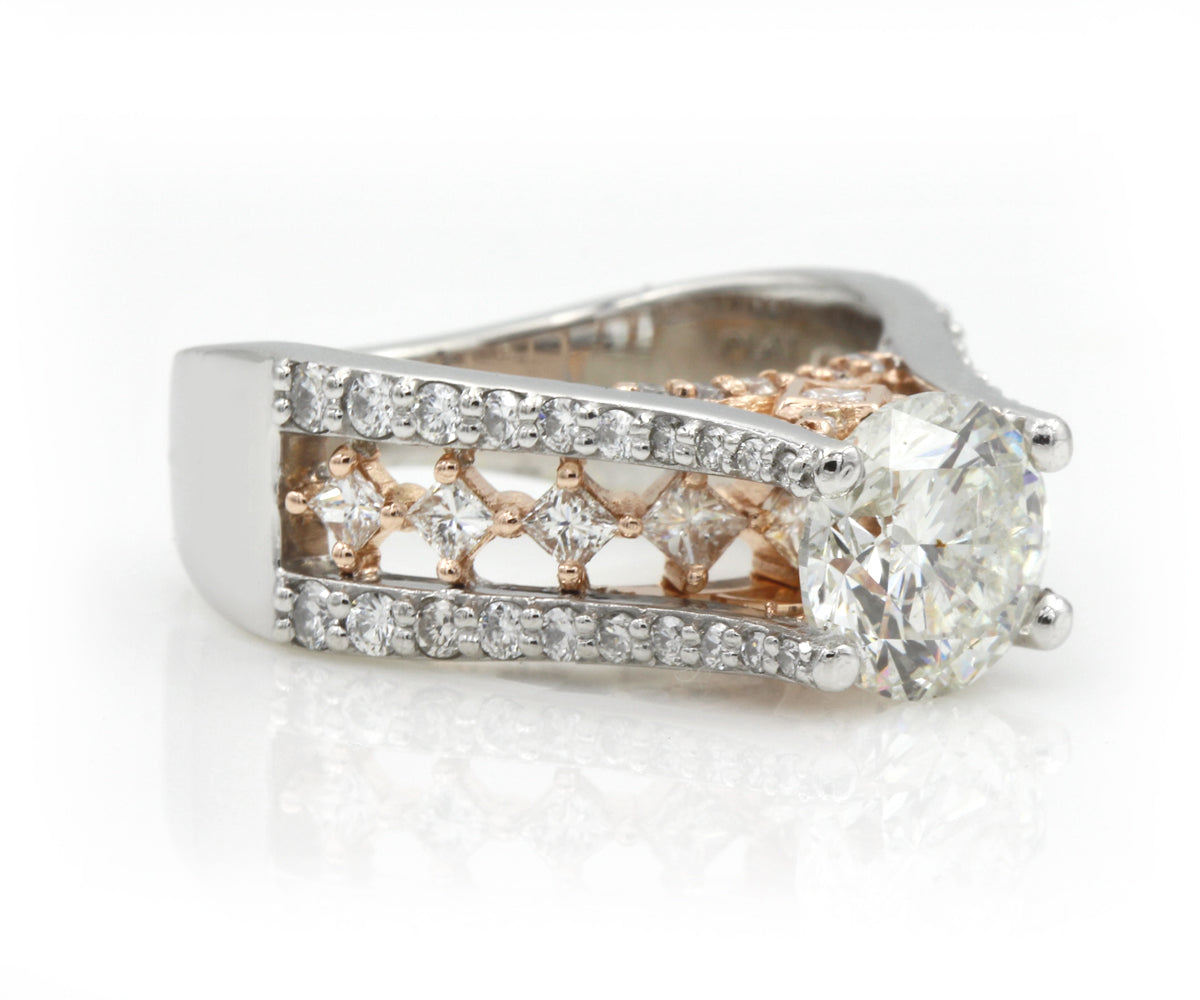 Cathedral Rose and White Gold Engagement Ring