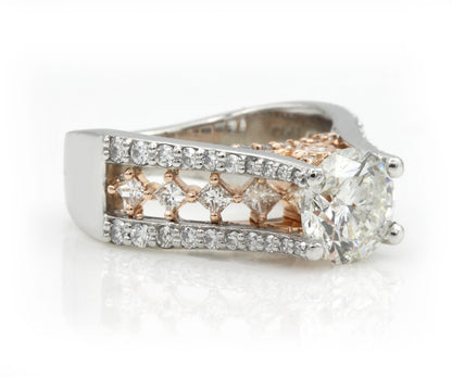 Cathedral Rose and White Gold Engagement Ring