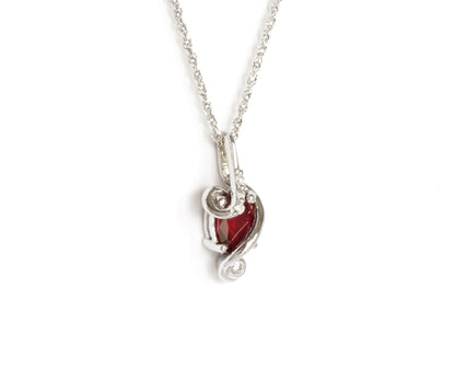 Ruby Diamond White Gold Swirl Necklace