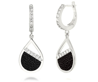 Teardrop Leather Inlay Earrings