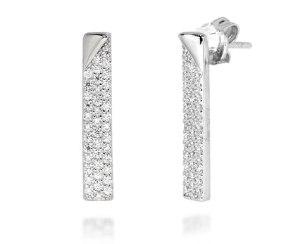 Thin Bar Pavé Crystal Stud Earrings