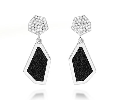 fashion sterling silver pave crystal double drop hexagon earrings