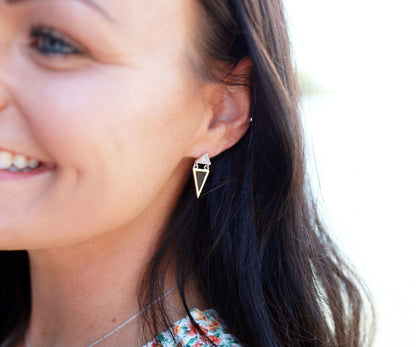 Double Triangle Leather Inlay Earrings