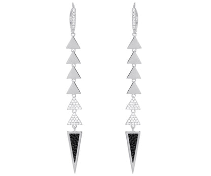 fashion statement long dangle triangle diamond hoop earrings