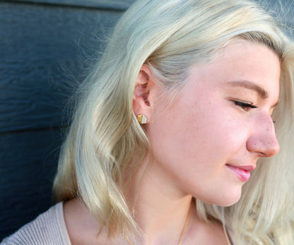 Small Hexagon Pavé Crystal Stud Earrings
