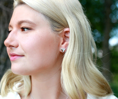 Small Triangle Pavé Crystal Stud Earrings