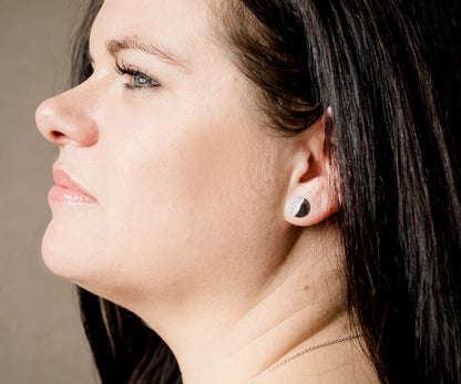 Small Round Pavé Crystal Stud Earrings