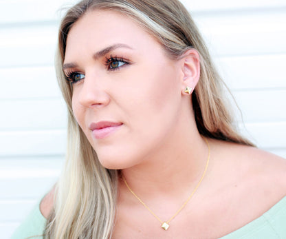 Small Square Pavé Crystal Stud Earrings