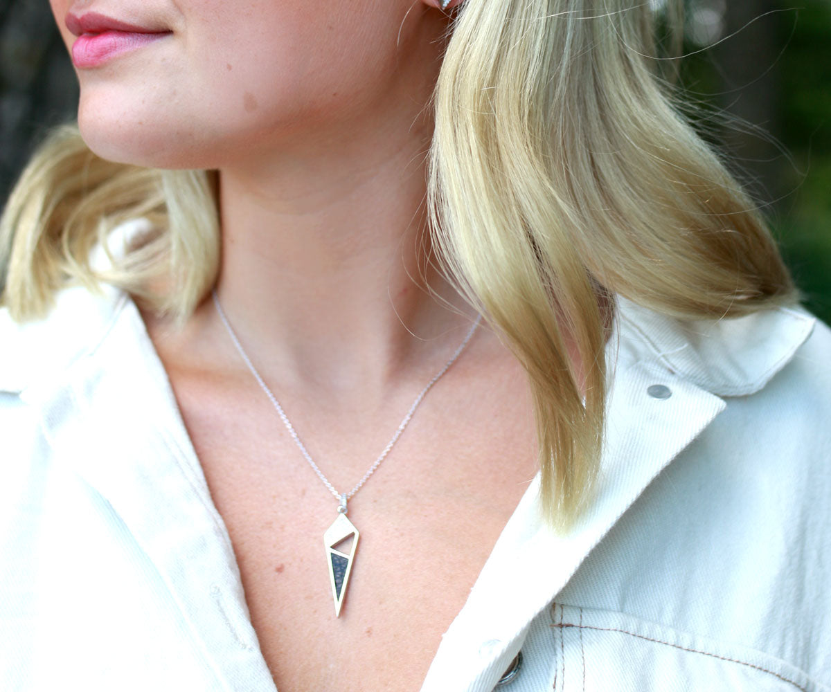 Dagger Leather Inlay Crystal Necklace