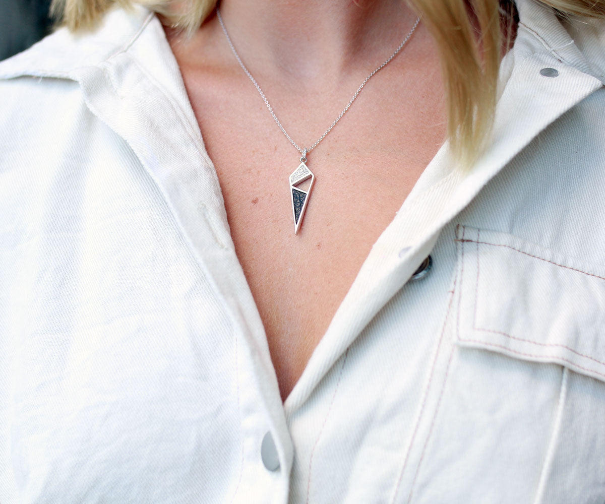 Dagger Leather Inlay Crystal Necklace