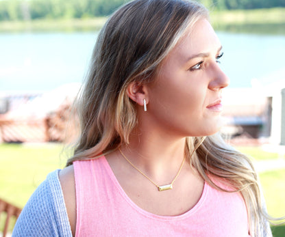 Rectangle Pavé Crystal Gold Necklace