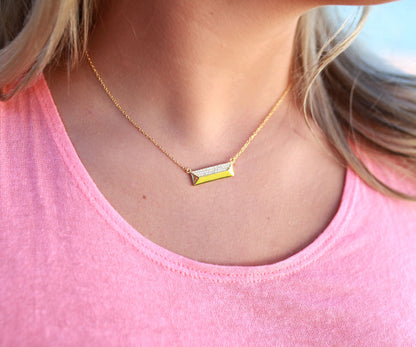 Rectangle Pavé Crystal Gold Necklace