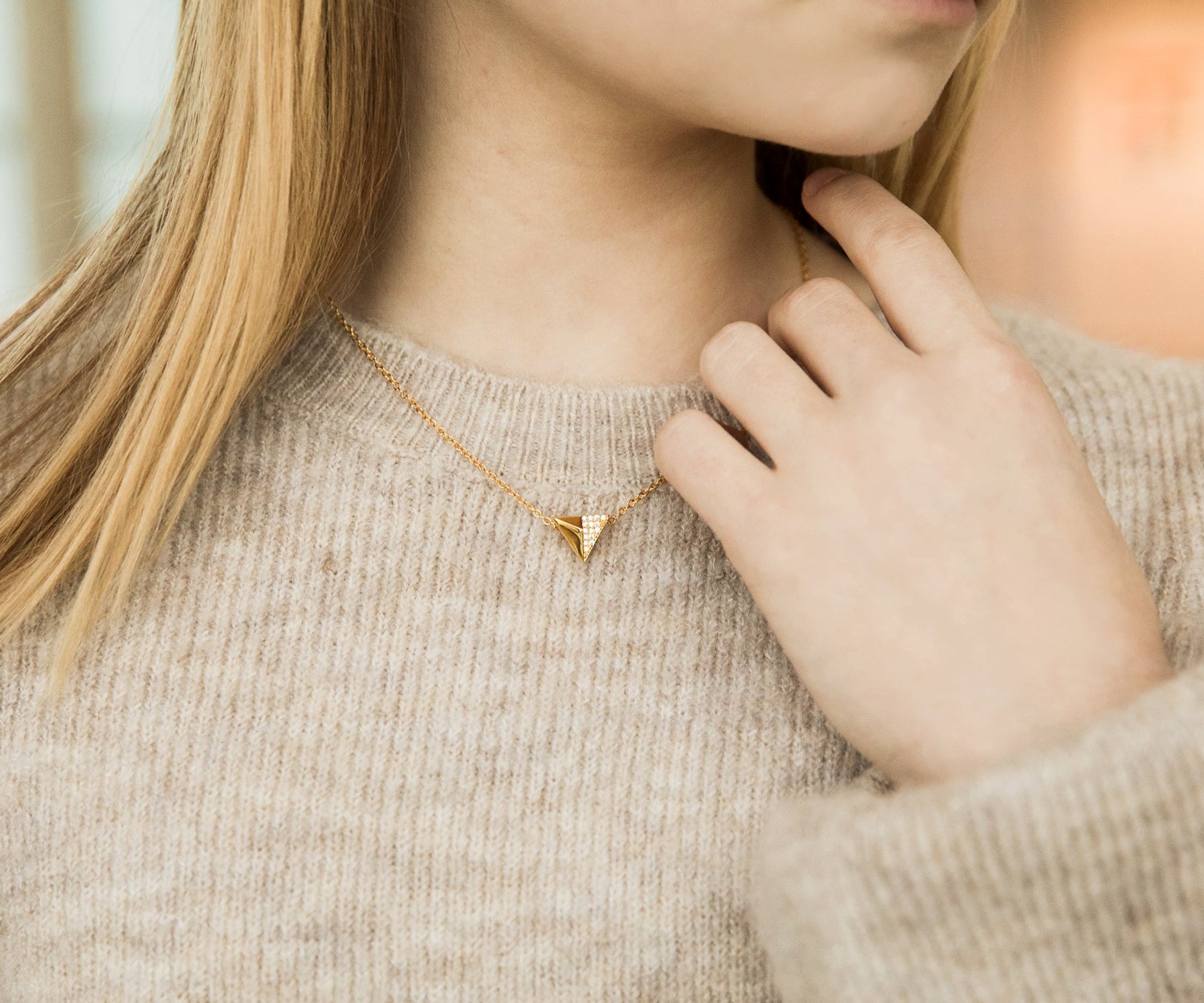 Small Geometric Triangle Gold Necklace