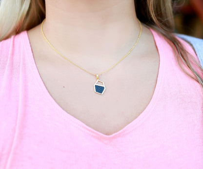 Geometric Leather Inlay Necklace