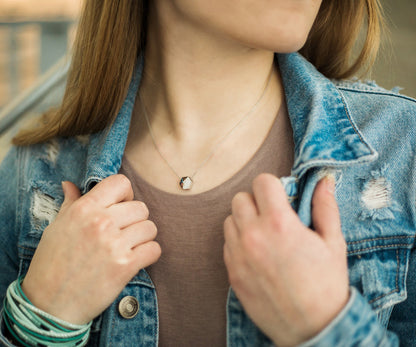 Small Hexagon Pavé Crystal Necklace