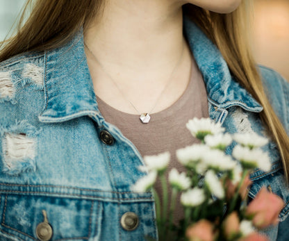 Small Hexagon Pavé Crystal Gold Necklace