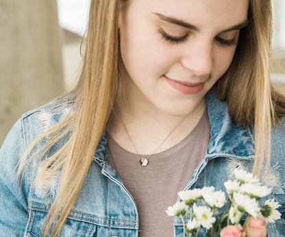 Small Hexagon Pavé Crystal Gold Necklace