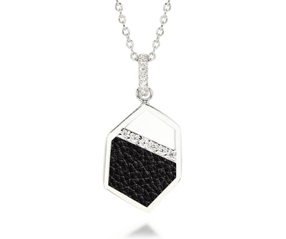 Small Geometric Leather Inlay Necklace
