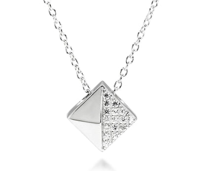 Ambrosia simple diamond square pave fashion silver necklace