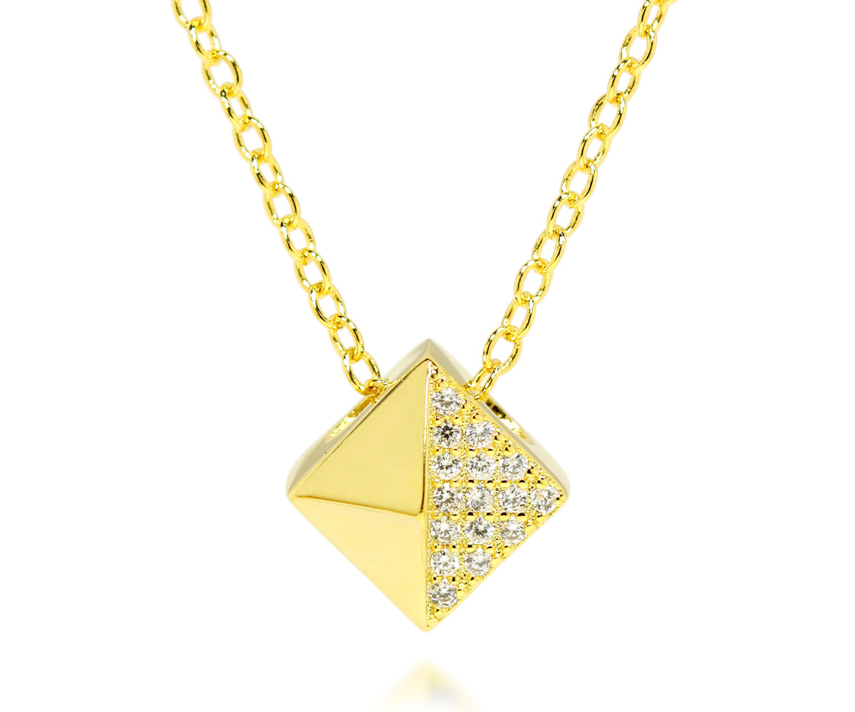 ambrosia yellow gold square diamond pave fashion simple necklace