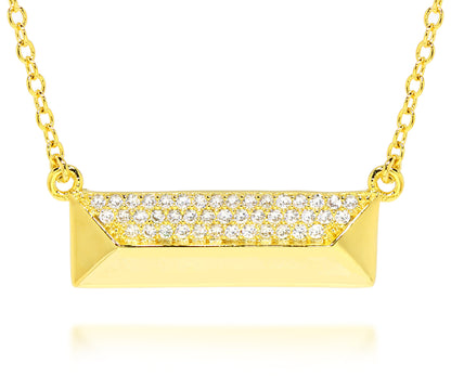 Rectangle Pavé Crystal Gold Necklace