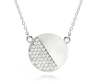 Ambrosia fashion simple round pave crystal simple silver necklace