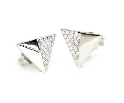 Small Triangle Pavé Crystal Stud Earrings