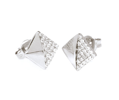Small Square Pavé Crystal Stud Earrings