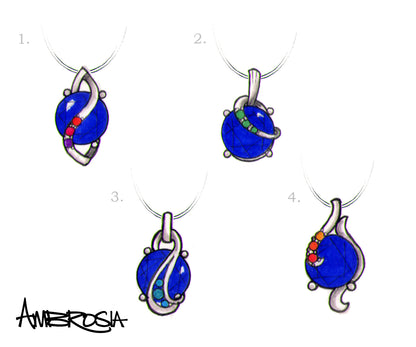 Colgante de zafiro azul colorido con forma de espiral personalizado
