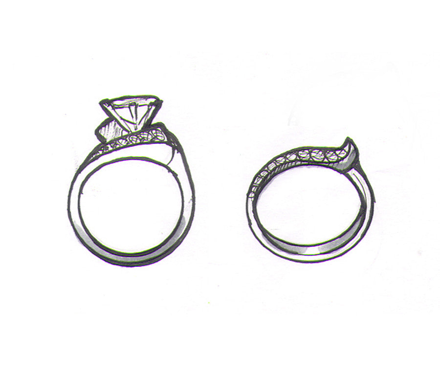 Handcrafted Matching Curved Wedding Ring