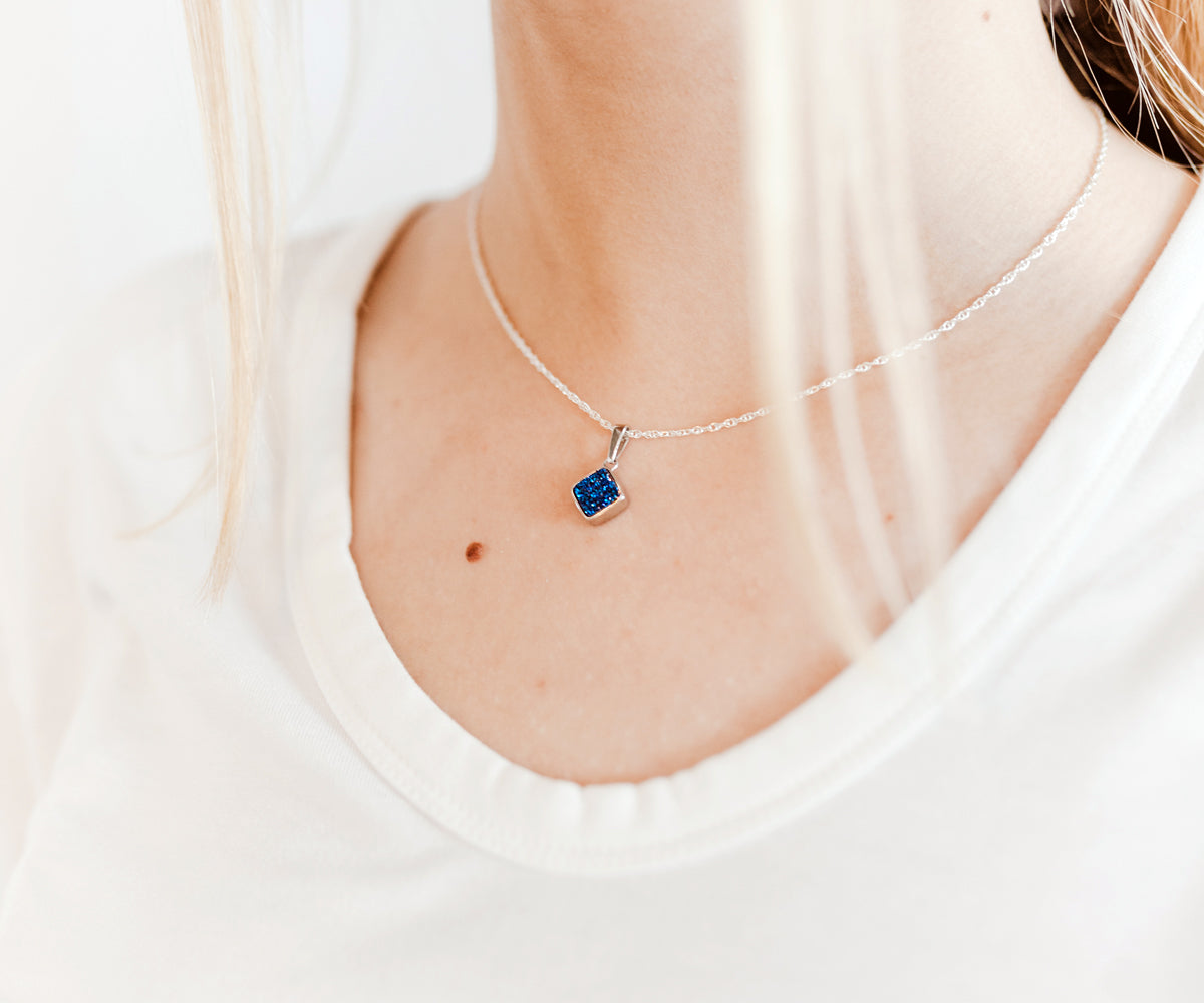 Small Diamond Black Druzy Necklace