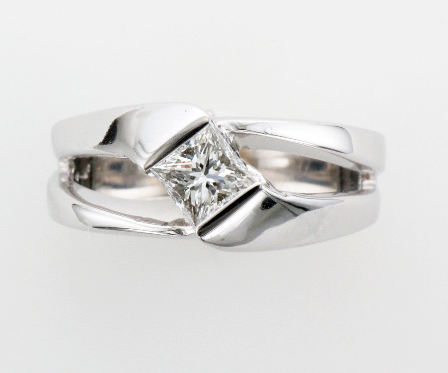 Contemporary Solitaire Princess Diamond Wedding Ring
